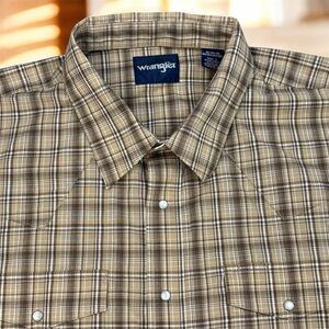 Mens Wrangler Lightweight Flannel Pearl Snap Shirt Size 3XL Western Rodeo Plaid